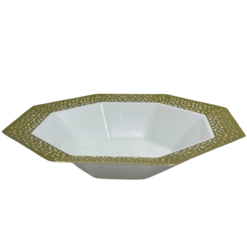 dinnerware set for beach picnics and barbecues-Lacetagon Gold Rim Pearl Bowl 14 oz