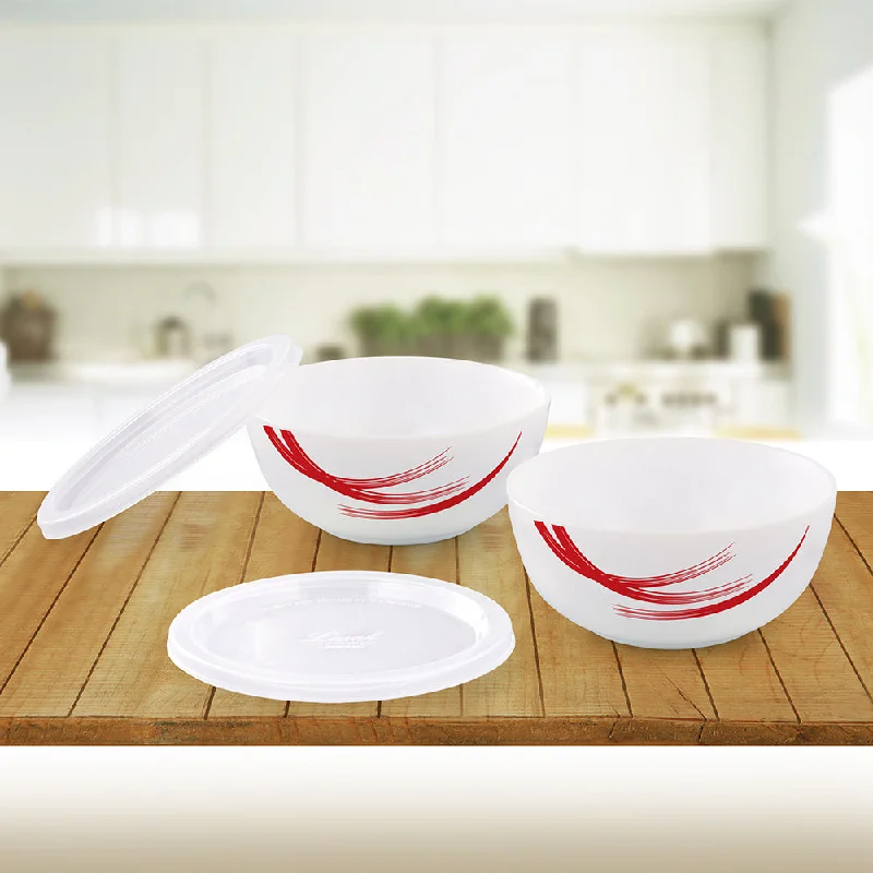 dinnerware set for casual family gatherings-Larah by Borosil Red Stella Snack Bowl with Cover