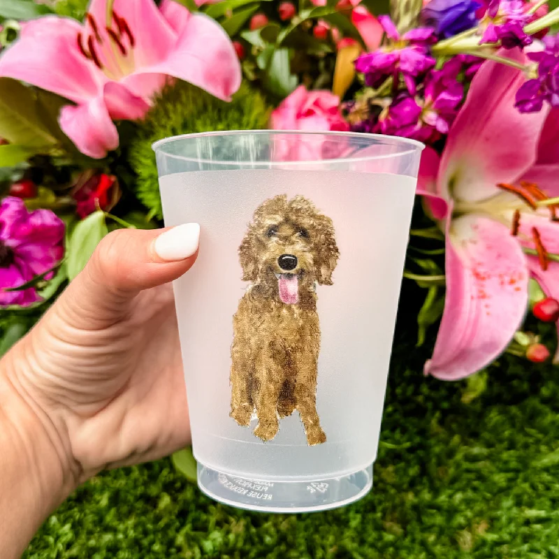 funny coffee mugs with retro sayings-Full Color Custom Goldendoodle Art Frosted Cups