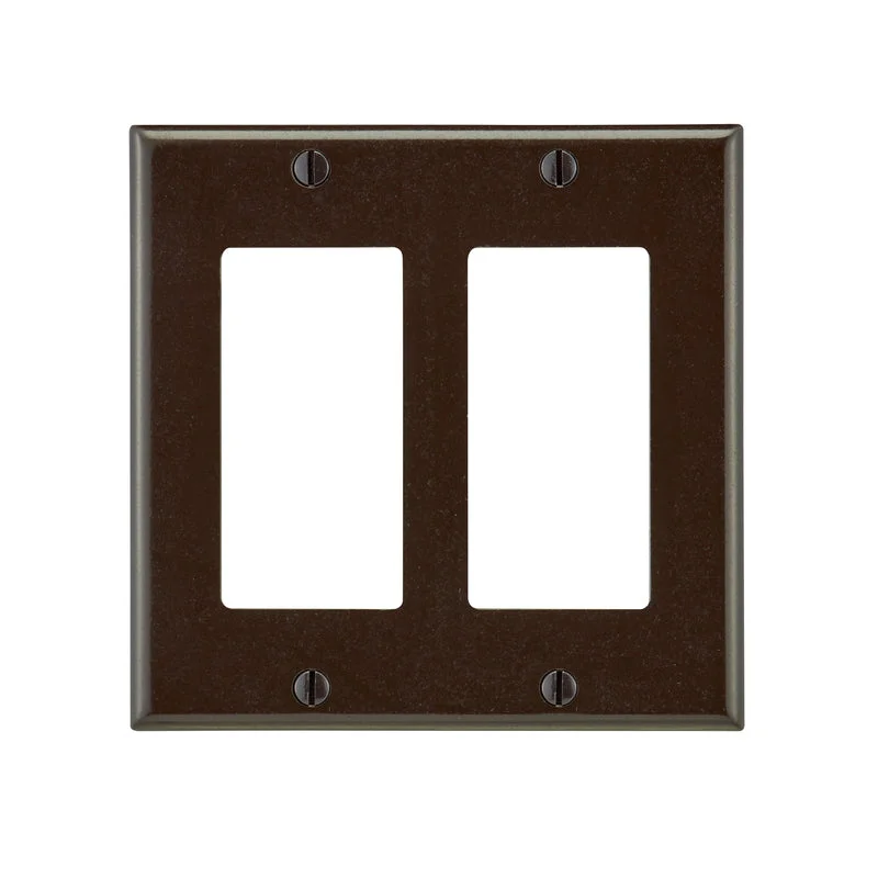 durable dinnerware for family-style meals-Leviton Brown 2 gang Thermoplastic Decora Wall Plate 1 pk