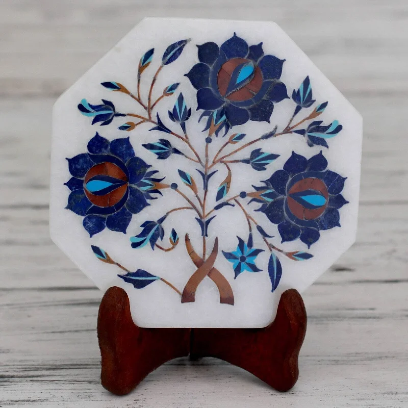 durable dinner plates for daily use-Novica Handmade Lapis Enigma Marble Inlay Decorative Plate