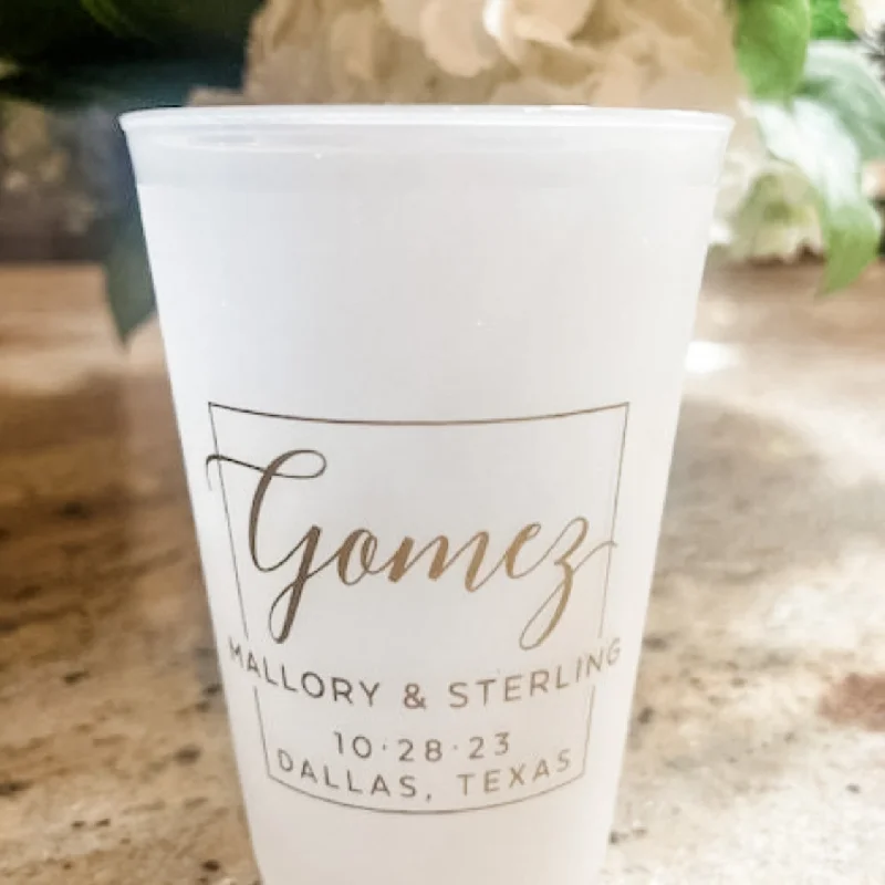 high-quality coffee mugs for tea lovers-Personalized Wedding Reception Frosted Cups