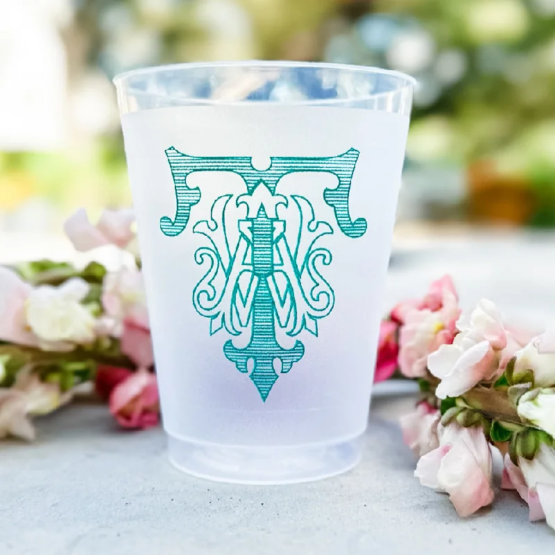 custom ceramic mugs with logo for promotion-Colorful Interlocking Monogram Shatterproof Cups