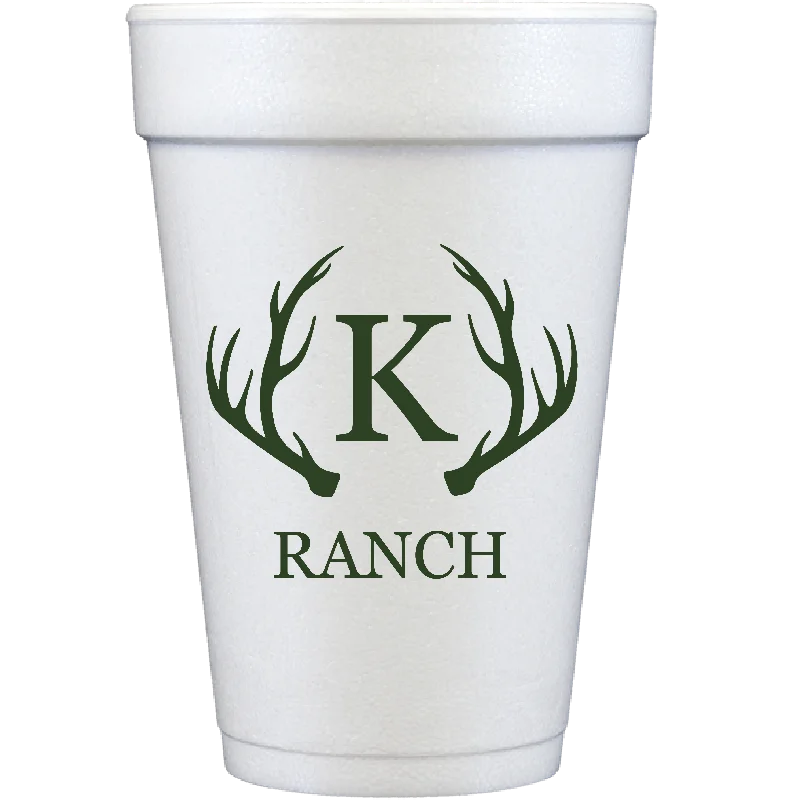 eco-friendly travel mugs for daily use-antler monogram | styrofoam cups