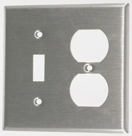 dinnerware set with unique patterns and designs-Leviton 004-84005-04 Stainless Steel 2-Gang 1-Toggle & Duplex Receptacle Combination Wallplate