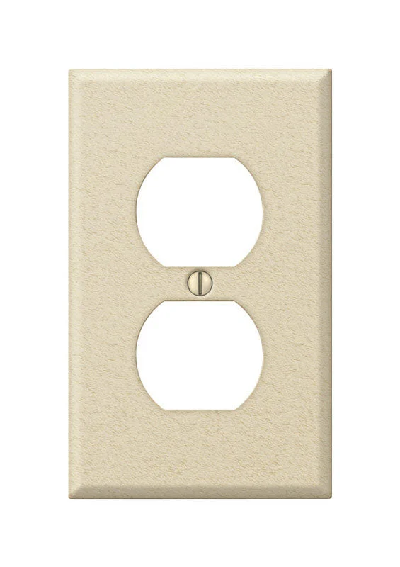 unique dinnerware for holiday meals-Amerelle Contractor Ivory 1 gang Stamped Steel Duplex Outlet Wall Plate 1 pk