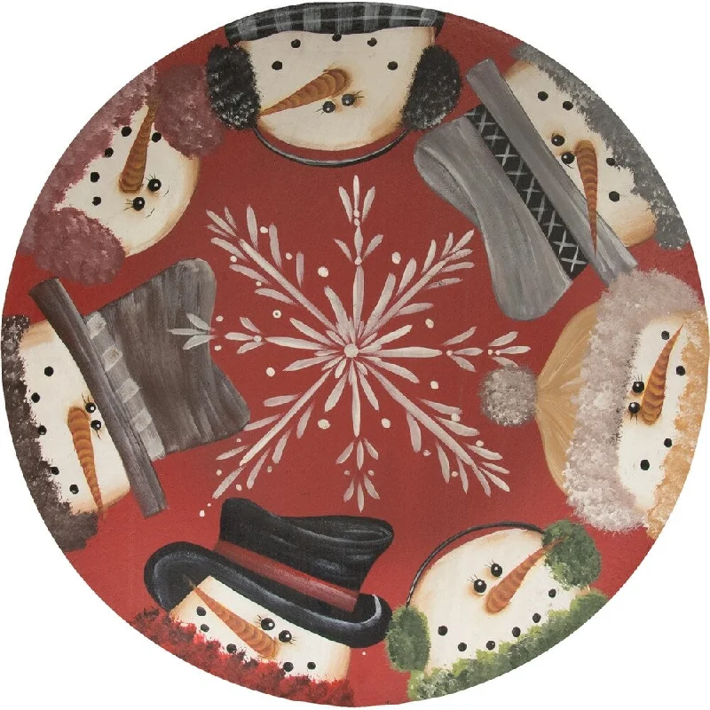 reusable dinnerware set for picnics-Snowmen Border Plate