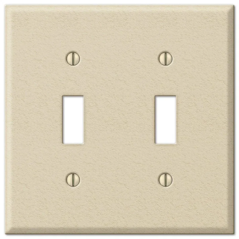 eco-friendly dinnerware for casual meals-Amerelle Contractor Ivory 2 gang Stamped Steel Toggle Wall Plate 1 pk