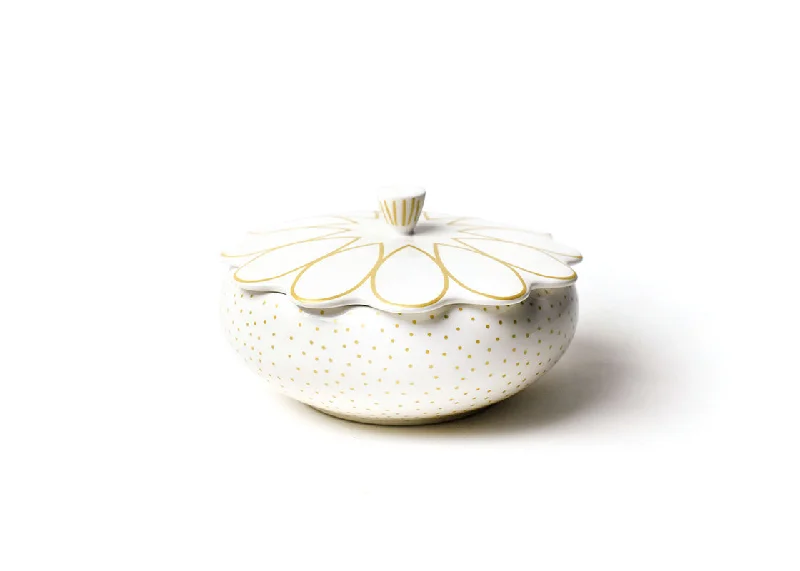 eco-friendly dinnerware for eco-conscious families-Deco Gold Scallop Covered Bowl