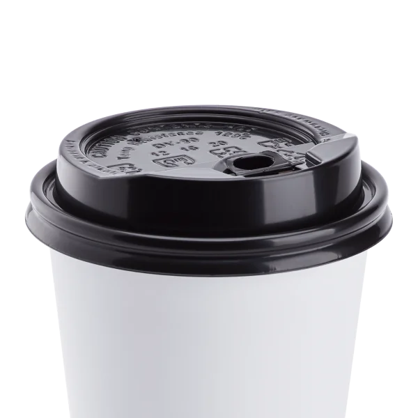 insulated coffee cups for cold beverages-[1,000 ct] 10-24 oz Paper Coffee Cup Lids | 90 mm | Black | Flip-Top