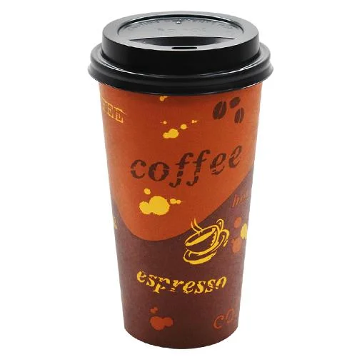 funny travel mugs for commuting to work-Disposable Coffee Cups - 20oz Generic Paper Hot Cups and Black Sipper Dome Lids (90mm)