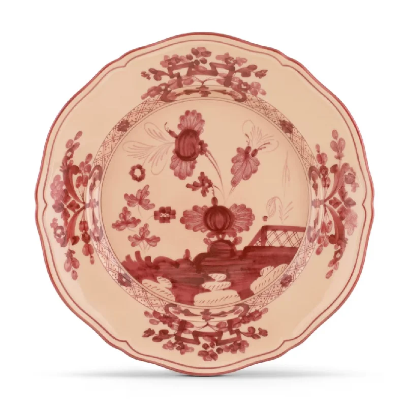 casual dinner plates with classic design-Ginori Oriente Italiano Flat Dinner Plate - Vermiglio