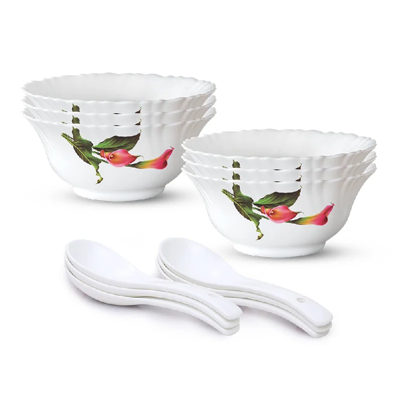 elegant dinnerware for small intimate dinners-Larah by Borosil Stargazer Soup Bowl w Spoon