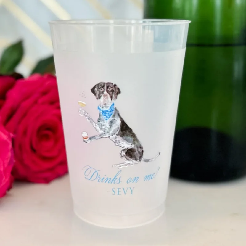 large tea mugs for coffee lovers-Custom "Drinks On Me" Dog Watercolor Shatterproof Cups