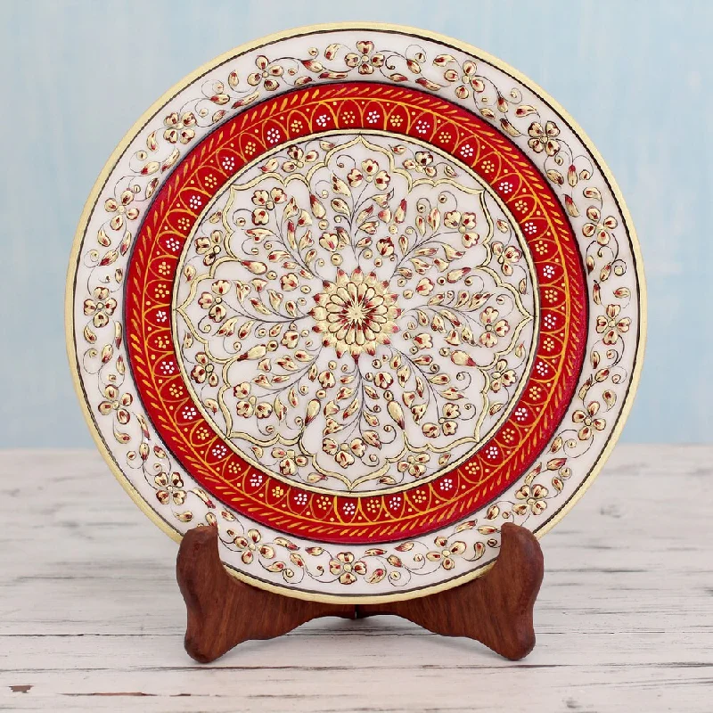 casual dinnerware for rustic gatherings-Handmade Marble 'Jaipur Kaleidoscope' Decorative Plate (India)