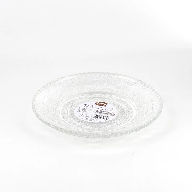 modern dinner plates with bold color accents-Plate (Glass/Flat/Arabesque/CL/15cm)