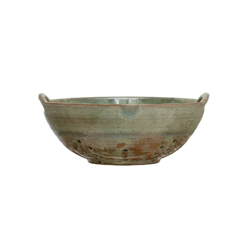 high-end dinner plates for upscale events-Stoneware Berry Bowl with Handles - 8.4"L x 7.9"W x 3.4"H