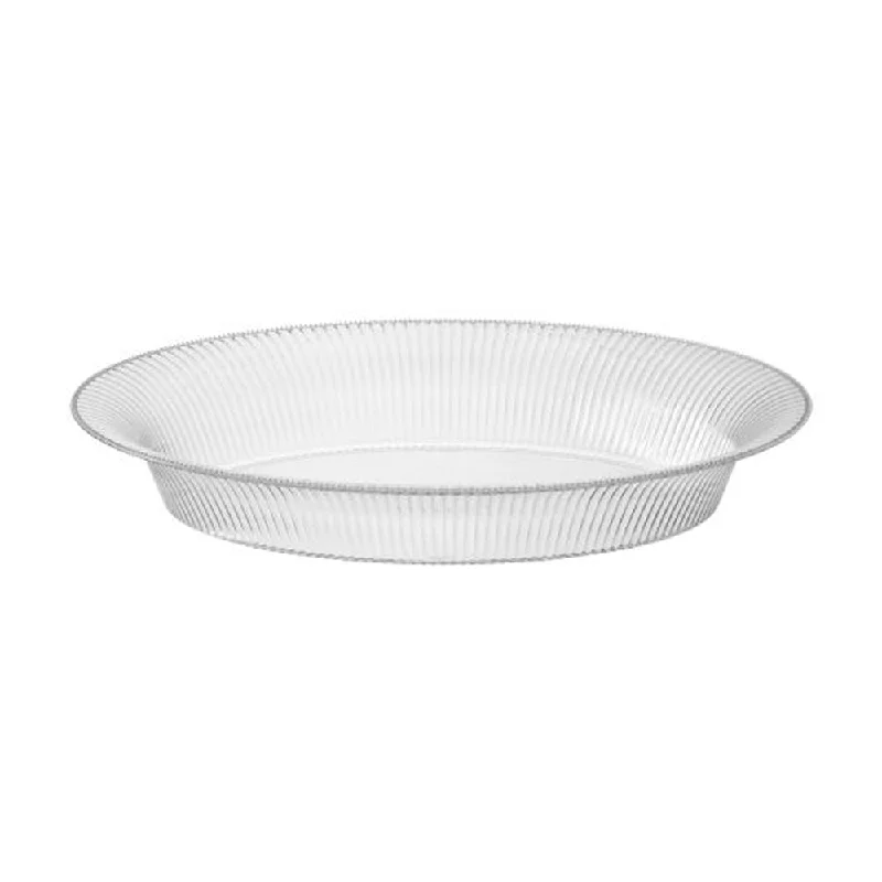 casual stoneware dinnerware set-Ridged Clear Oval Plastic Bowl 11''X 16''