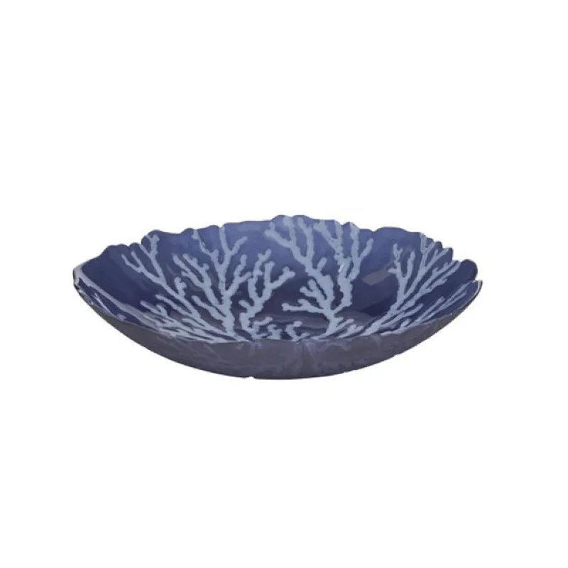 dinnerware for hosting elegant dinner parties-Atoll Glass Bowl Navy/White 33cm