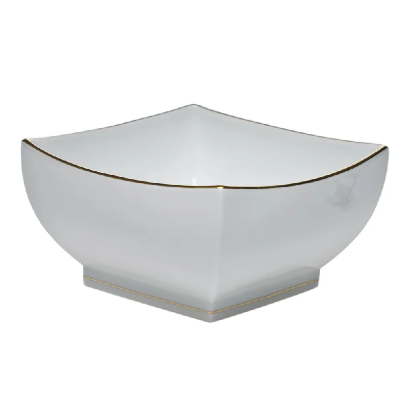 disposable dinner plates for large celebrations-Golden Edge Large Square Bowl