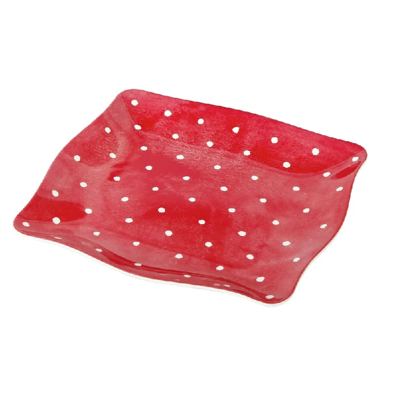 bamboo plates for casual dining and parties-Handmade Melamine Pallini Red Polka Dots 4-piece 11-inch Dinner Plates (Philippines)