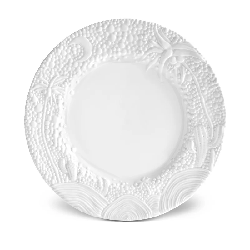 luxury dinnerware with gold accents-Haas Mojave Desert Charger - White