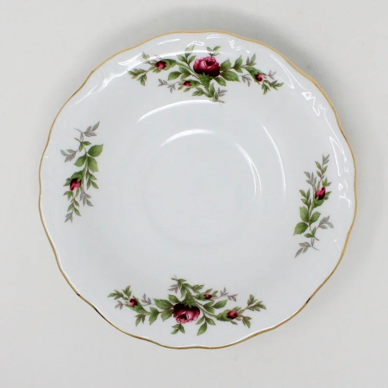 dinnerware set for hosting dinner parties-Saucers, Johann Haviland, Moss Rose, Thailand, Vintage