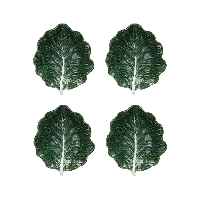 luxury porcelain plates for hosting guests-Hand-Painted Embossed Stoneware Cabbage Bowls - 9.0"L x 7.5"W x 2.0"H