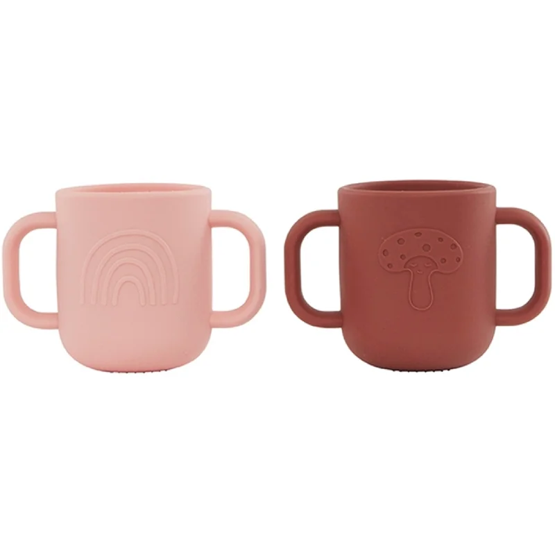 unique ceramic mugs for office decor-OYOY Kappu Cup 2-Pack Coral/Nutmeg