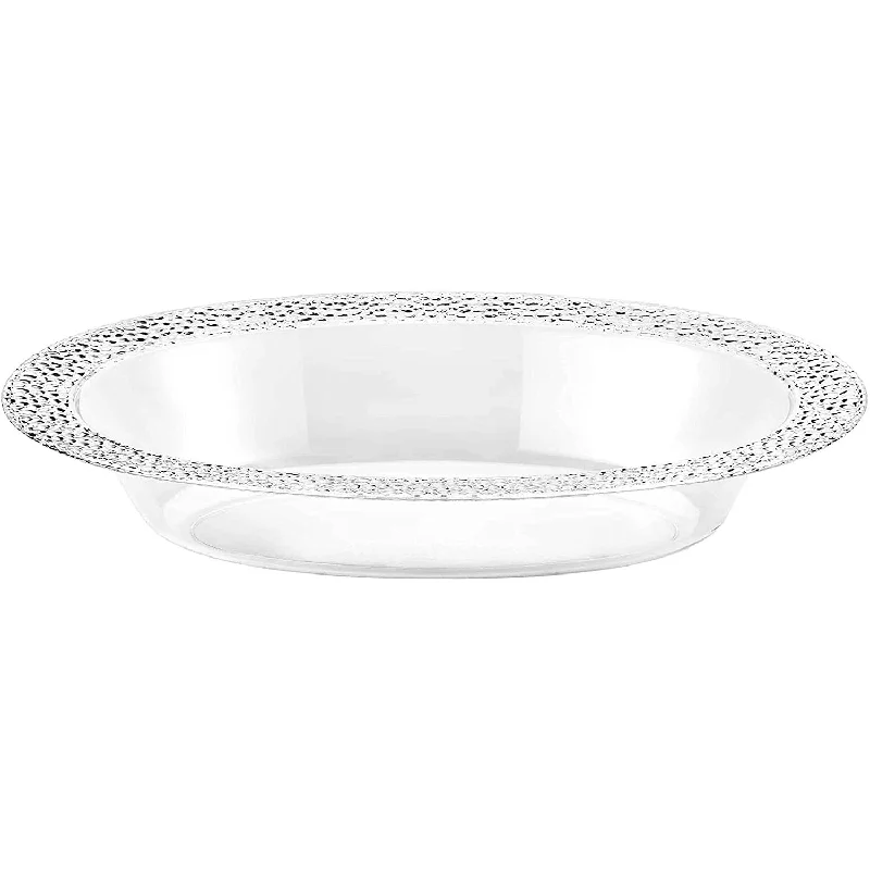 casual dinner plates for casual dining-Lillian Tablesetting Pebbled Plastic Oval Serving Bowl Clear 15 oz