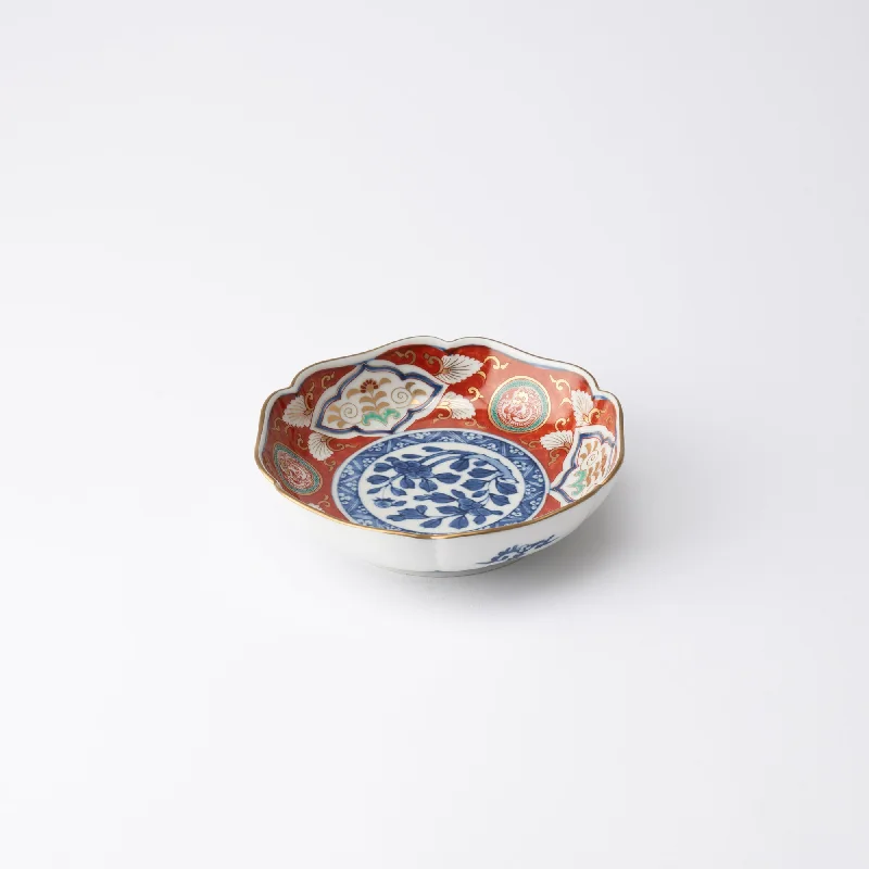 dinnerware set for hosting special celebrations-Old Imari Akadami Plants Mokko-shaped Kobachi Small Bowl