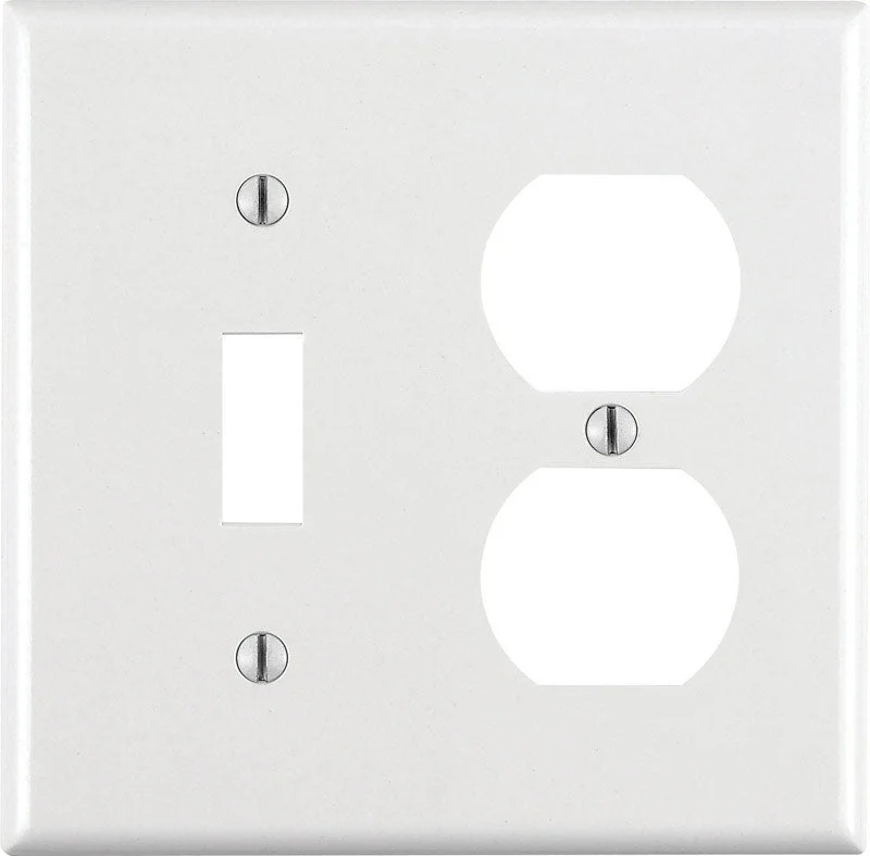 elegant dinnerware for wedding receptions-Leviton White 2 gang Thermoset Plastic Duplex/Toggle Wall Plate 1 pk