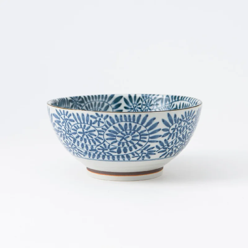 classic dinner plates with simple elegance-Indigo Arabesque Mino Ware Donburi Bowl L