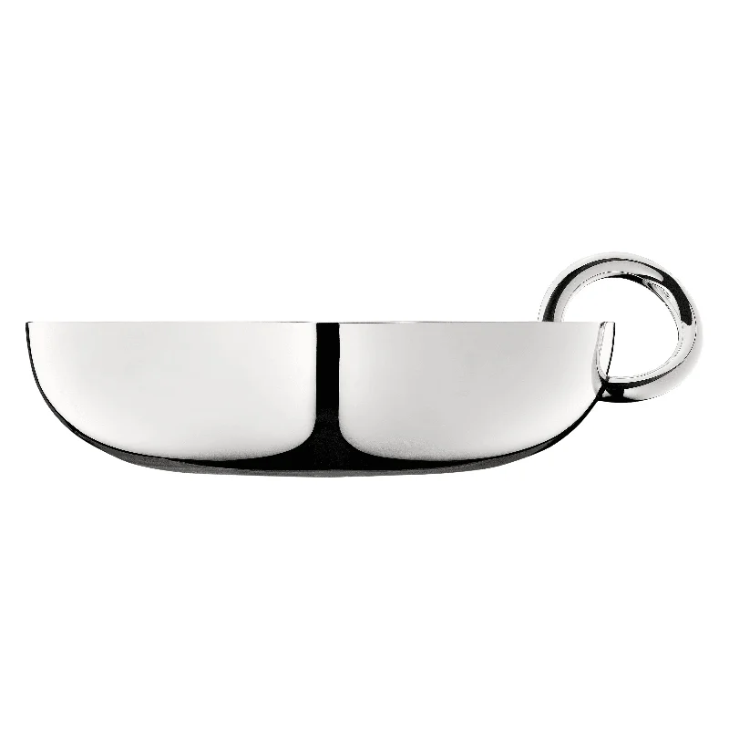 eco-friendly dinnerware set for weddings-Vertigo Silver-Plated Snack & Trinket Bangle Bowl, Large