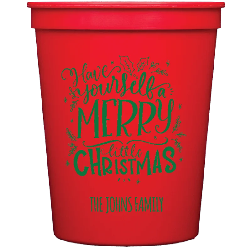 custom coffee mugs for office celebrations-merry little christmas | stadium cups