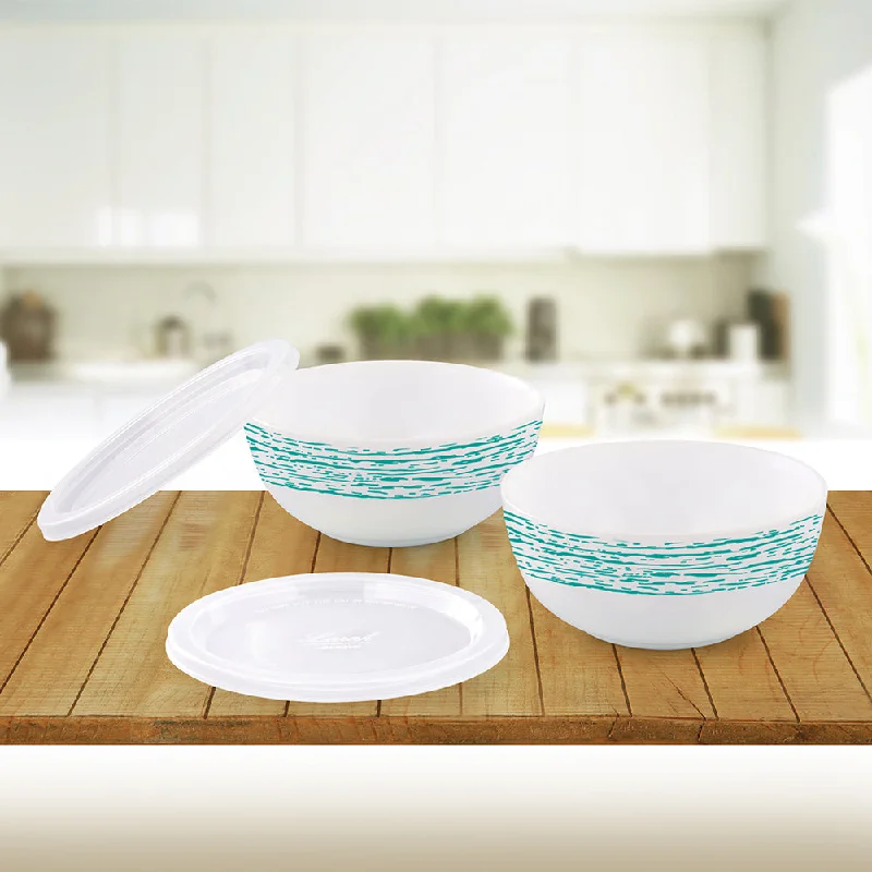 eco-friendly disposable plates for family gatherings-Larah by Borosil Blue Nova Snack Bowl with Cover