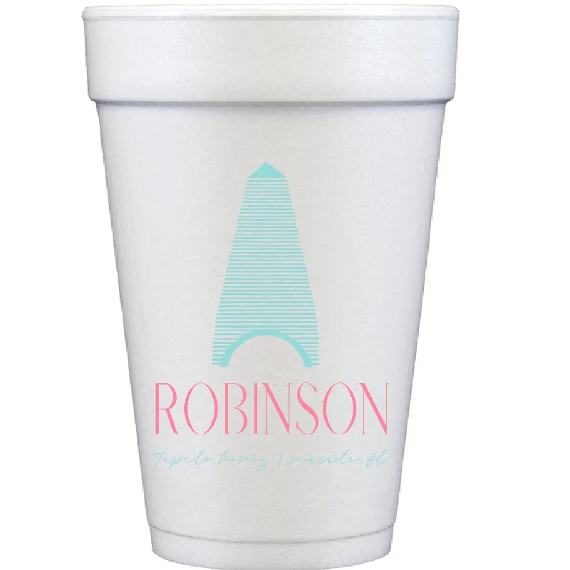 personalized coffee mugs for birthday celebrations-seaside tower | styrofoam cups