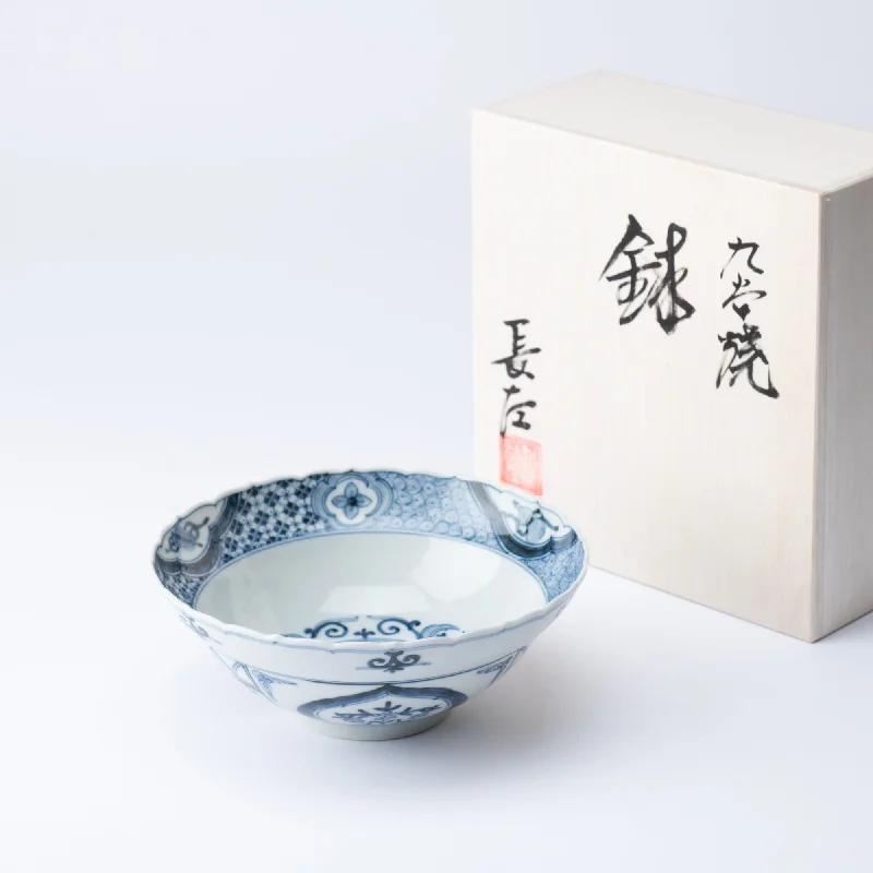 luxury glass dinnerware for high-end events-Myousen Toubou Treasure Pattern and Fuyode Kutani Bowl 7.7 in