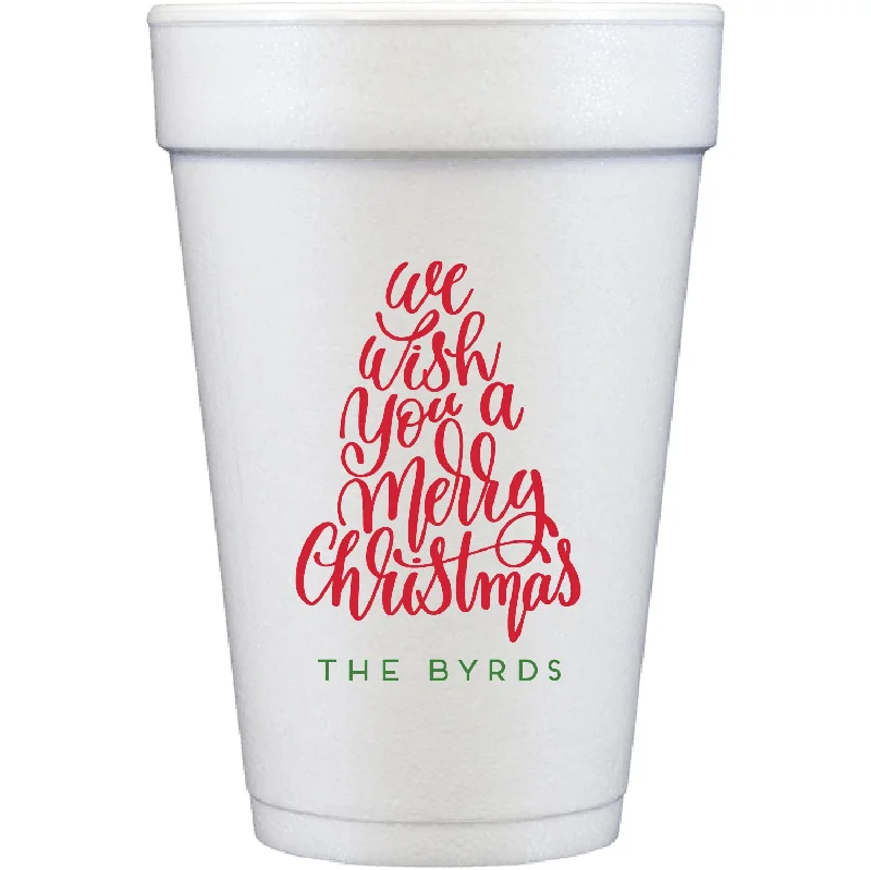 custom travel coffee mugs with images-merry christmas tree | styrofoam cups