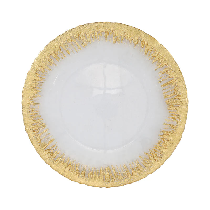 reusable dinner plates for family use-Vietri Rufolo Flat Gold Charger