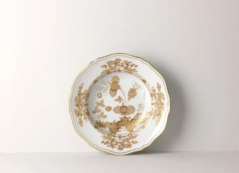 eco-friendly plates for casual meals and picnics-Ginori Oriente Italiano Soup Plate - Aurum