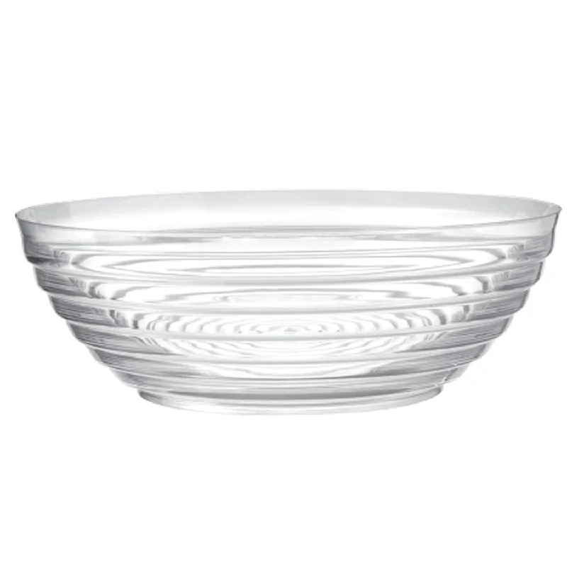 eco-conscious dinnerware for barbecues-Large Plastic Round Clear Ringed Serving Bowl 11" Extra heavy weight