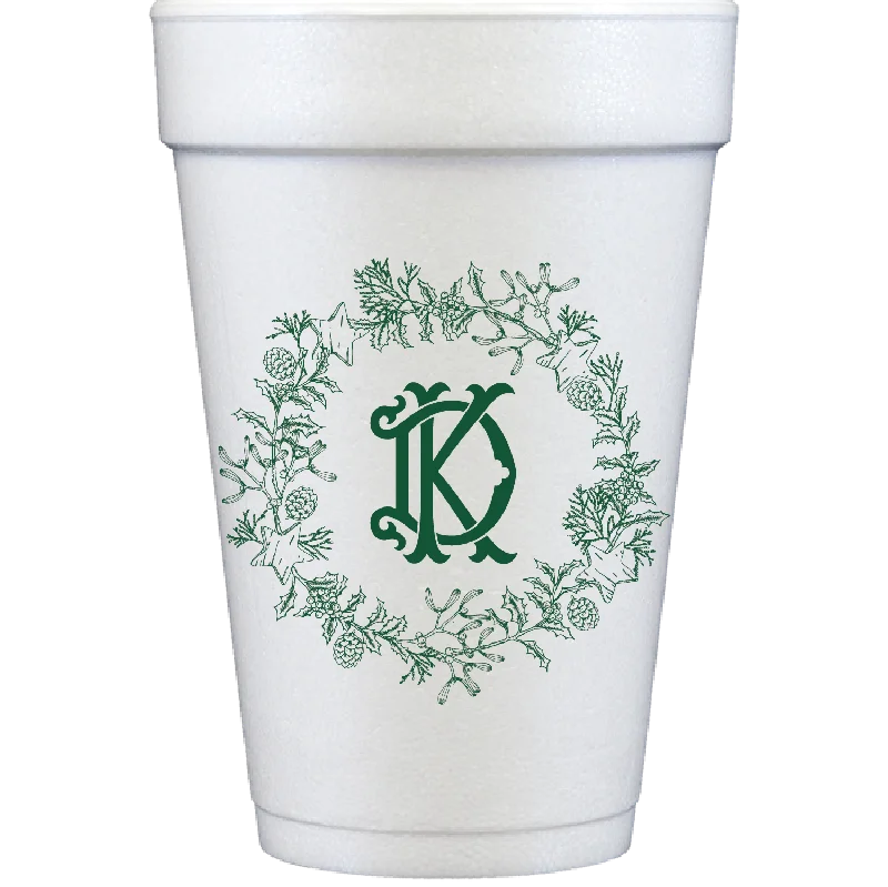 best coffee mugs for summer drinks-holiday wreath | styrofoam cups