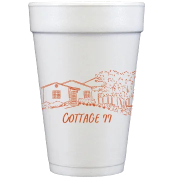 unique travel mugs for hot drinks-house sketch | styrofoam cups