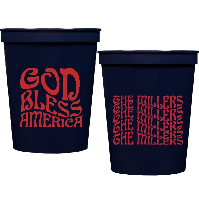 reusable coffee cups with funny messages-groovy god bless america | stadium cups