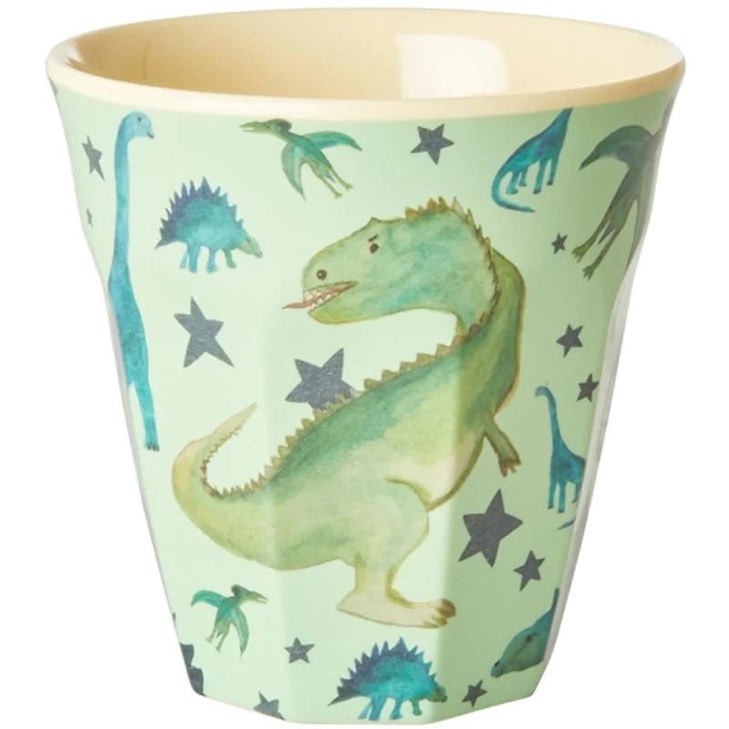 personalized ceramic coffee mugs with names-RICE Dino Print Medium Melamine Cup