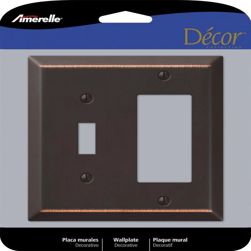 luxury porcelain plates for hosting guests-Amerelle Century Aged Bronze 2 gang Stamped Steel Decorator/Toggle Wall Plate 1 pk