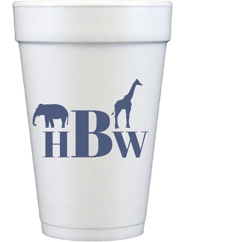 large tea mugs for coffee lovers-animal monogram | styrofoam cups