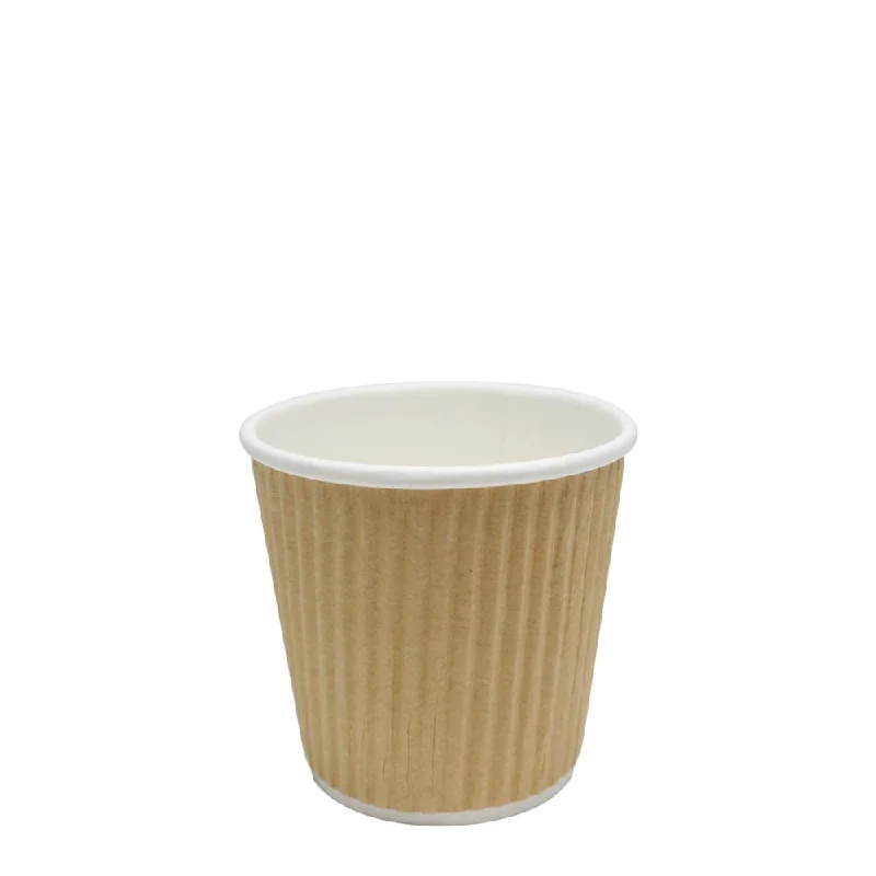 stylish travel mugs for tea lovers-Disposable Coffee Cups - 4oz Ripple Paper Hot Cups - Kraft 62mm) - 500 ct