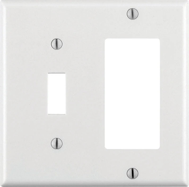 modern dinner plates for large family dinners-Leviton White 2 gang Plastic GFCI/Rocker/Toggle Wall Plate 1 pk (Pack of 25)